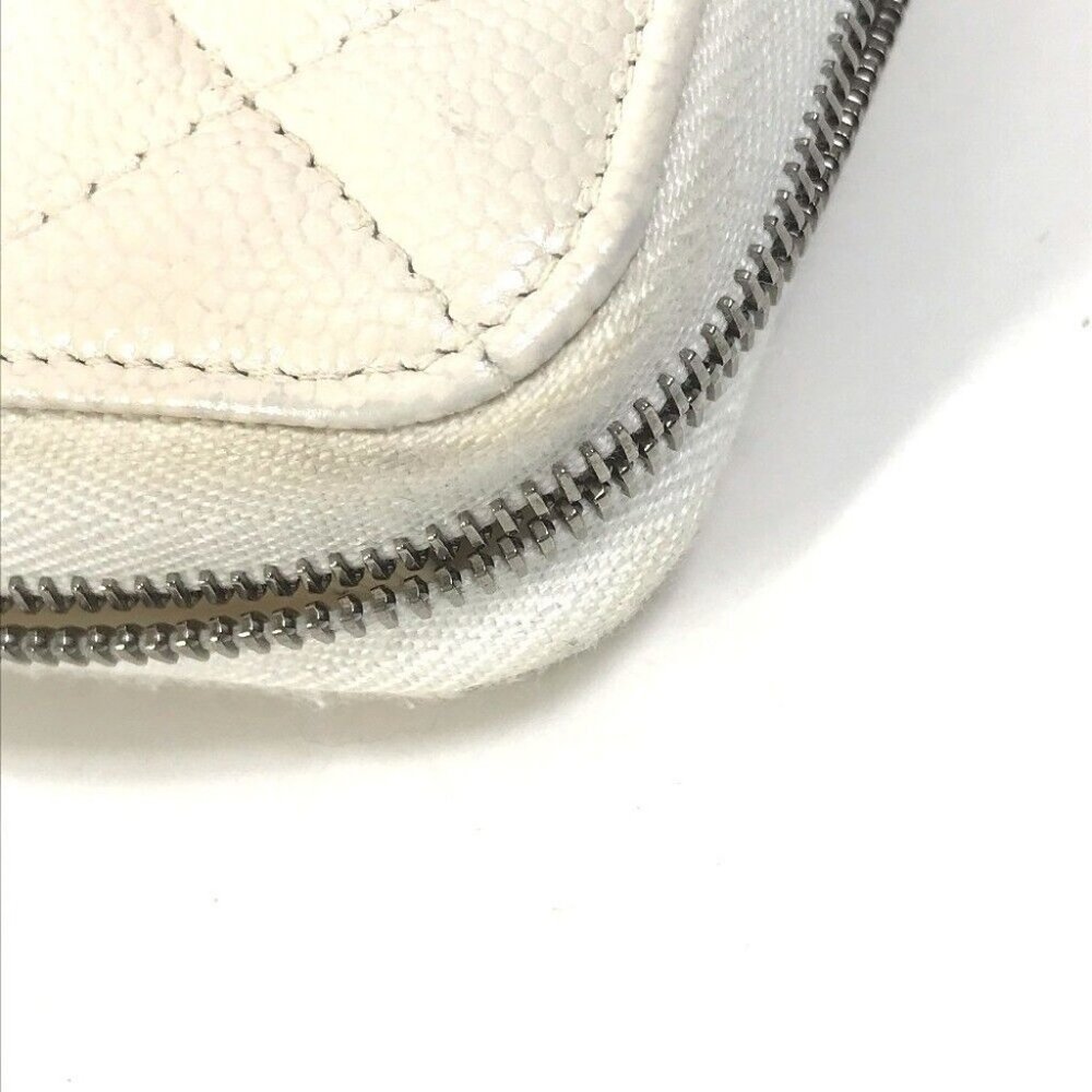 CHANEL A50097 Matelasse CC CC Mark Zip Around Quilted Wallet Long Wallet White - Picture 8 of 16